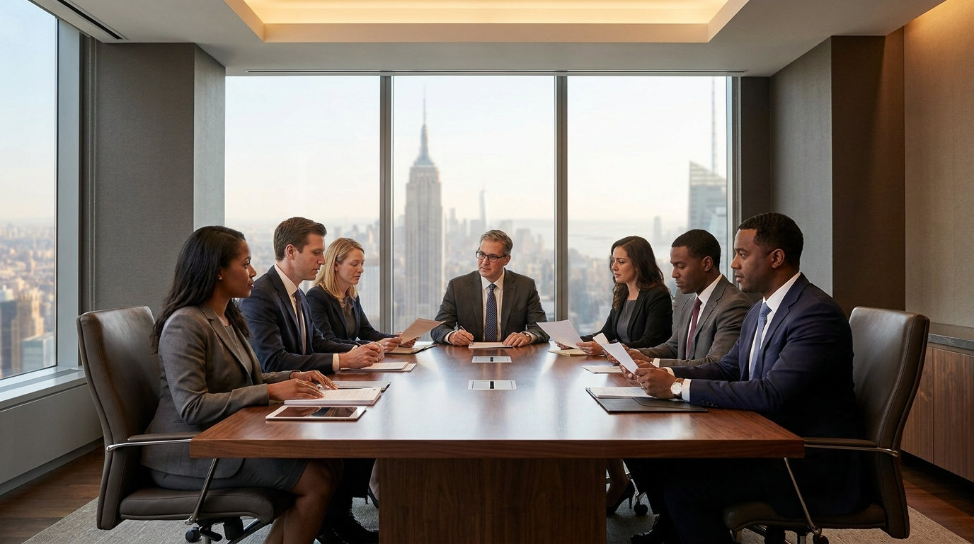 Law firm conference room, business immigration meeting