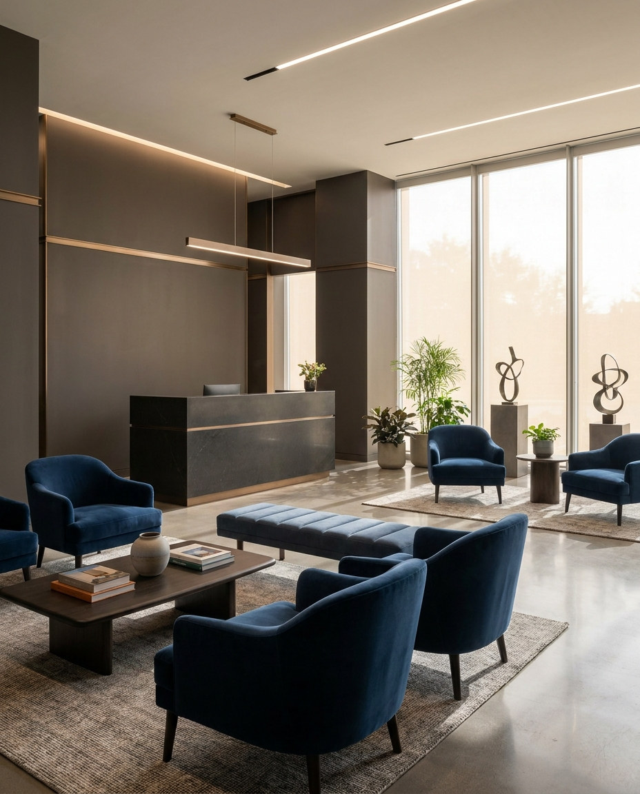 Modern law office reception area